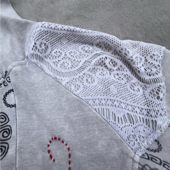 Ark Imports Boho Hippie Embroidered Full Zip Hooded Tunic Sweater Hoodie - Picture 7 of 13